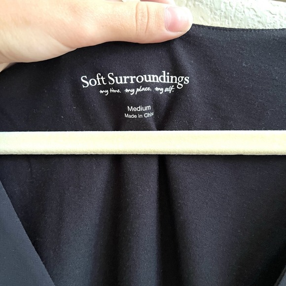 Soft Surroundings Black Double Layered Sheer Blouse Top Elegant Evening Wear Med - Picture 7 of 9